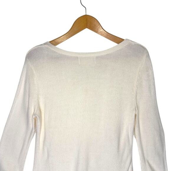 Debbie Morgan Women's Sequin V-Neck Sweater Size M Cream Winter Long Sleeve - Picture 5 of 10